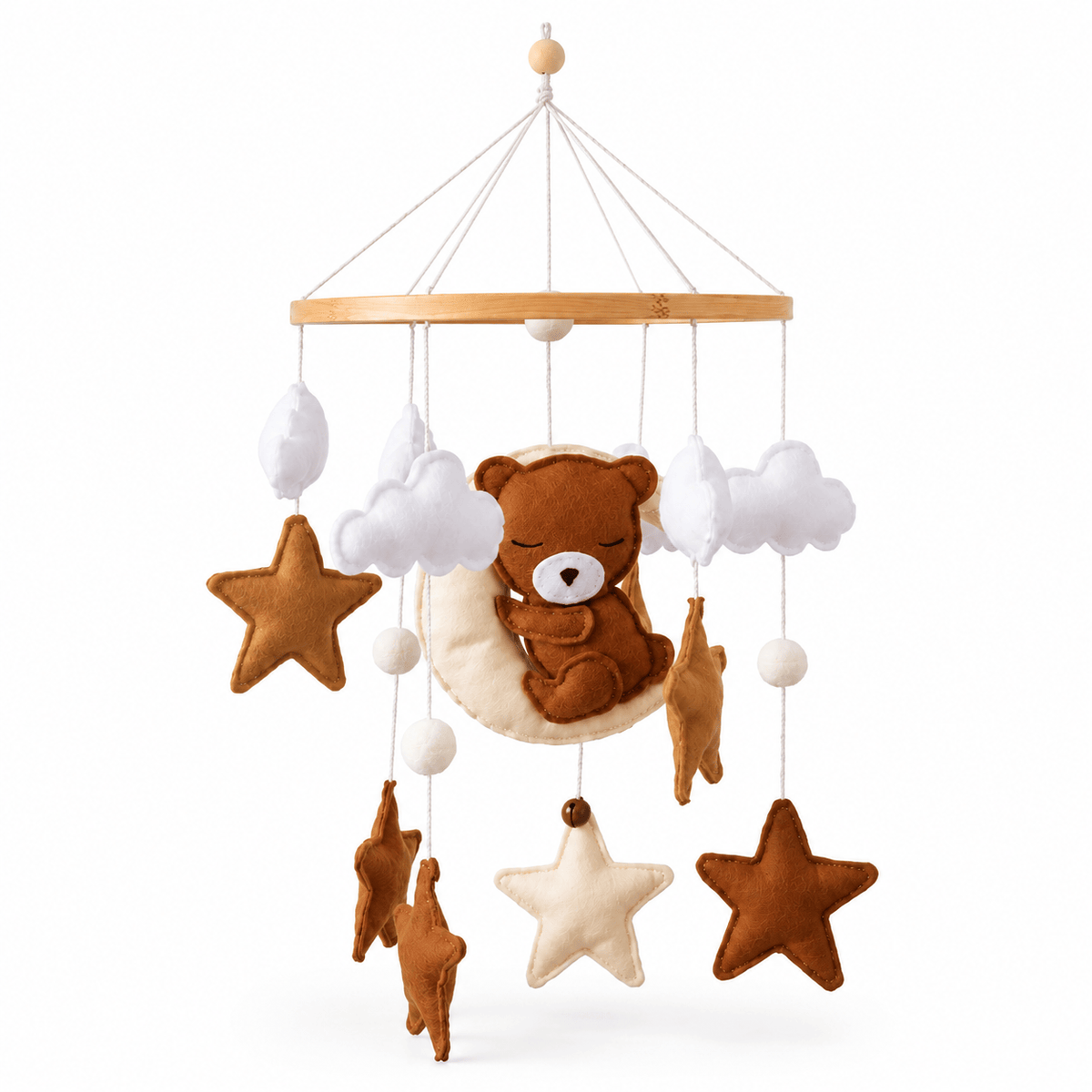 Wooden Baby Crib Mobile with Bear – Montessori Mobile for Babies