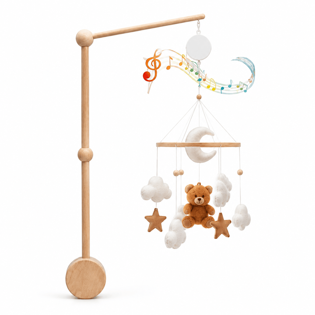 Wooden Baby Mobile Stand with Music Box for Newborns & Infants