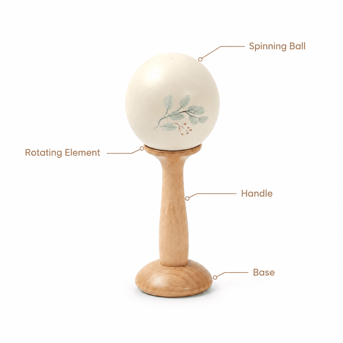 Wooden Baby Rattle Drum with Ball – Montessori Musical Toy