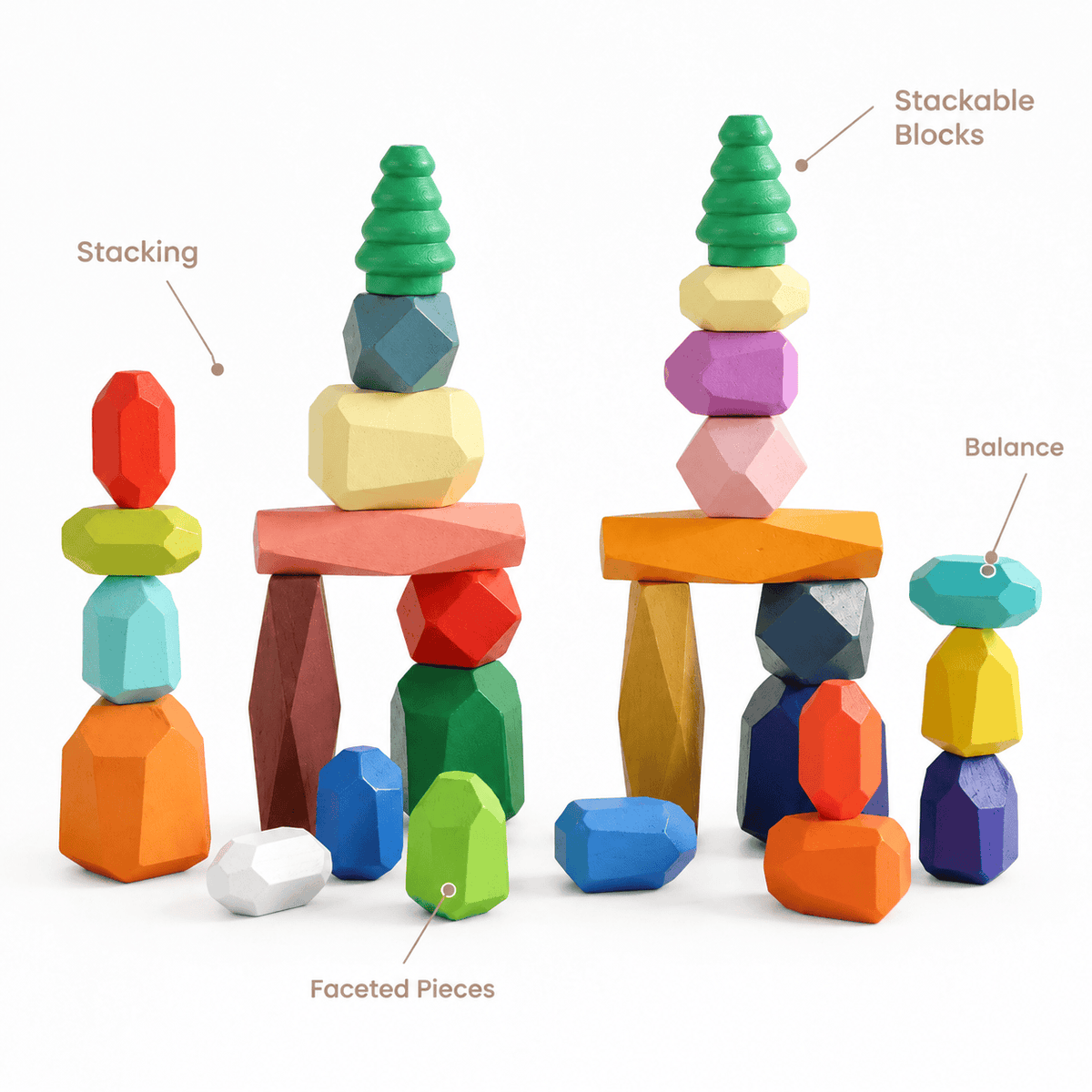 Wooden Balancing Stones Set – Montessori Stacking Toy for Kids