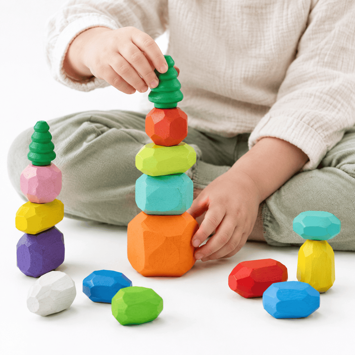 Wooden Balancing Stones Set – Montessori Stacking Toy for Kids