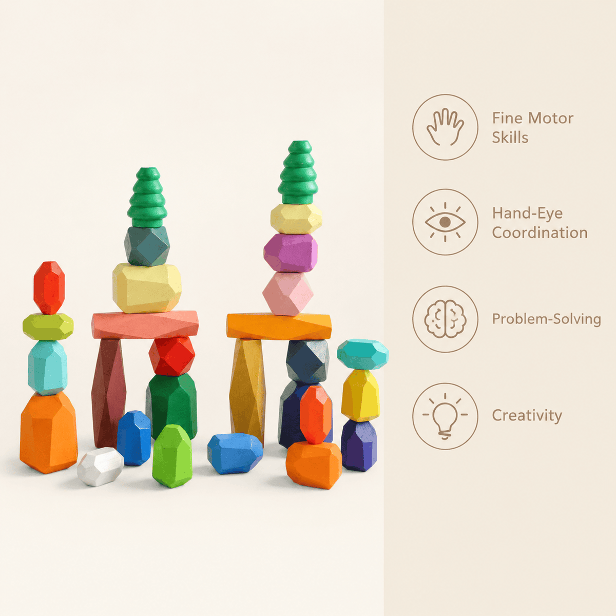 Wooden Balancing Stones Set – Montessori Stacking Toy for Kids