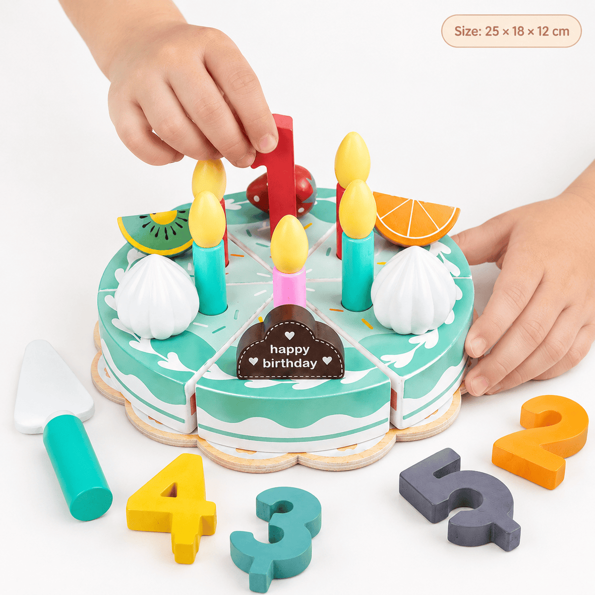 Wooden Birthday Cake Toy – Montessori Pretend Play for Toddlers