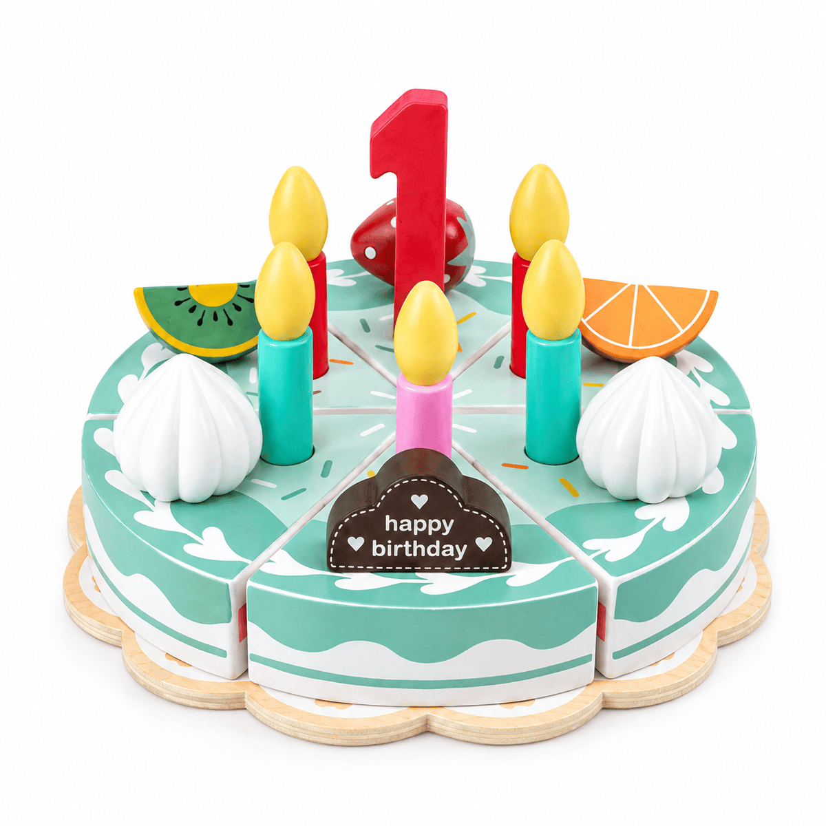 Wooden Birthday Cake Toy – Montessori Pretend Play for Toddlers