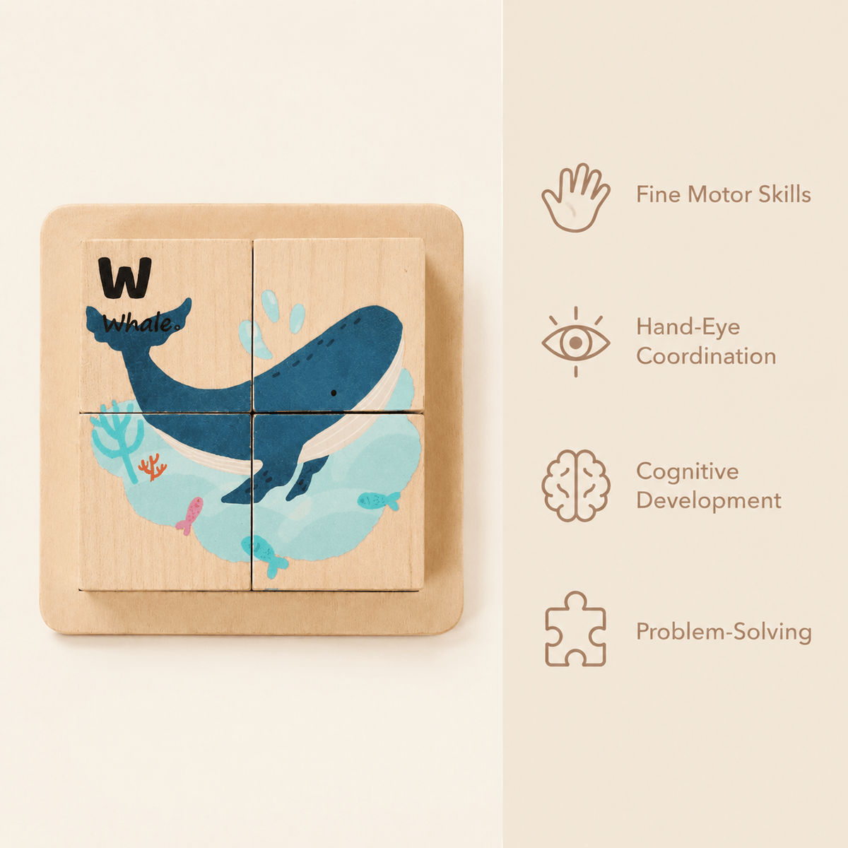 Wooden Block Puzzle with Ocean Theme for Toddlers – Montessori Toy