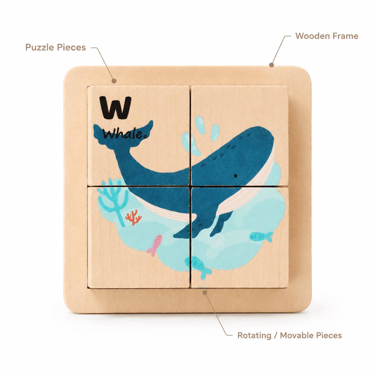 Wooden Block Puzzle with Ocean Theme for Toddlers – Montessori Toy