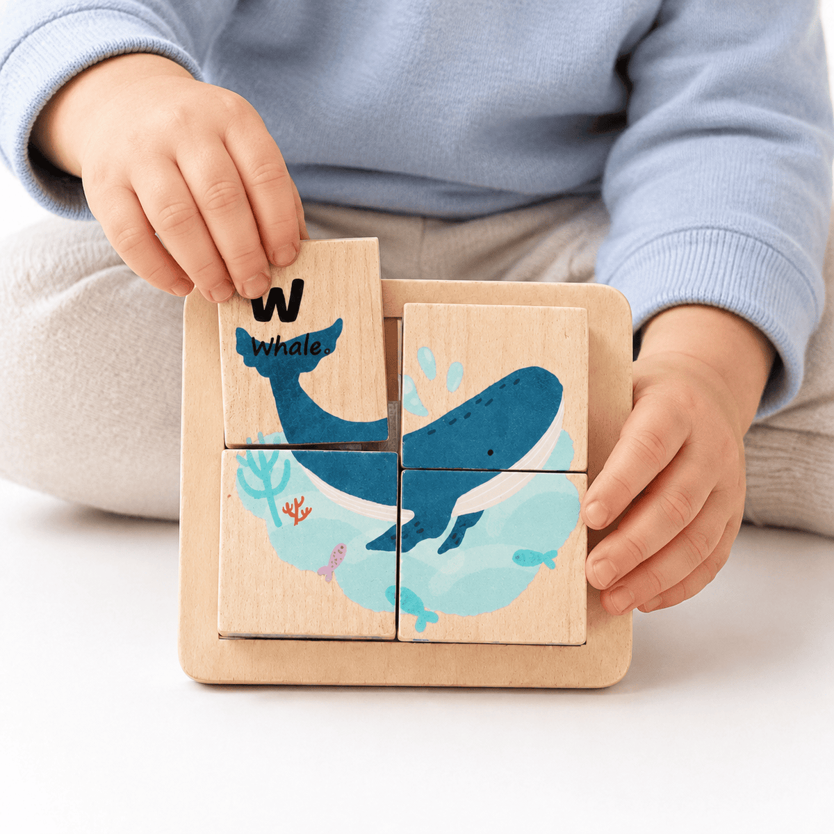Wooden Block Puzzle with Ocean Theme for Toddlers – Montessori Toy