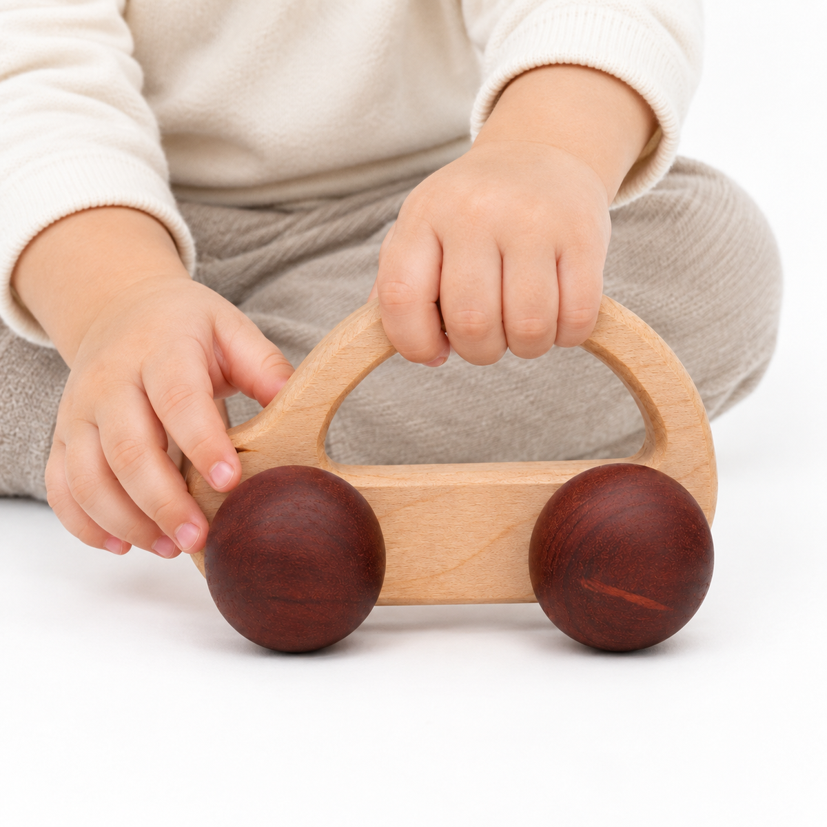 Wooden Car Toy with Handle for Babies and Toddlers – Montessori