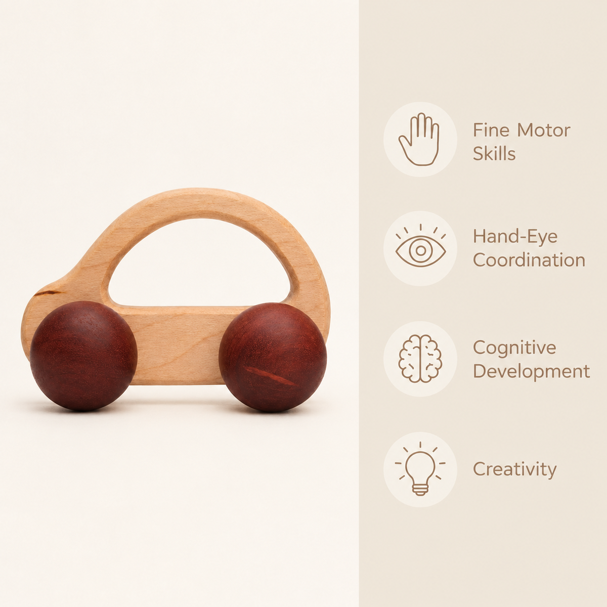 Wooden Car Toy with Handle for Babies and Toddlers – Montessori