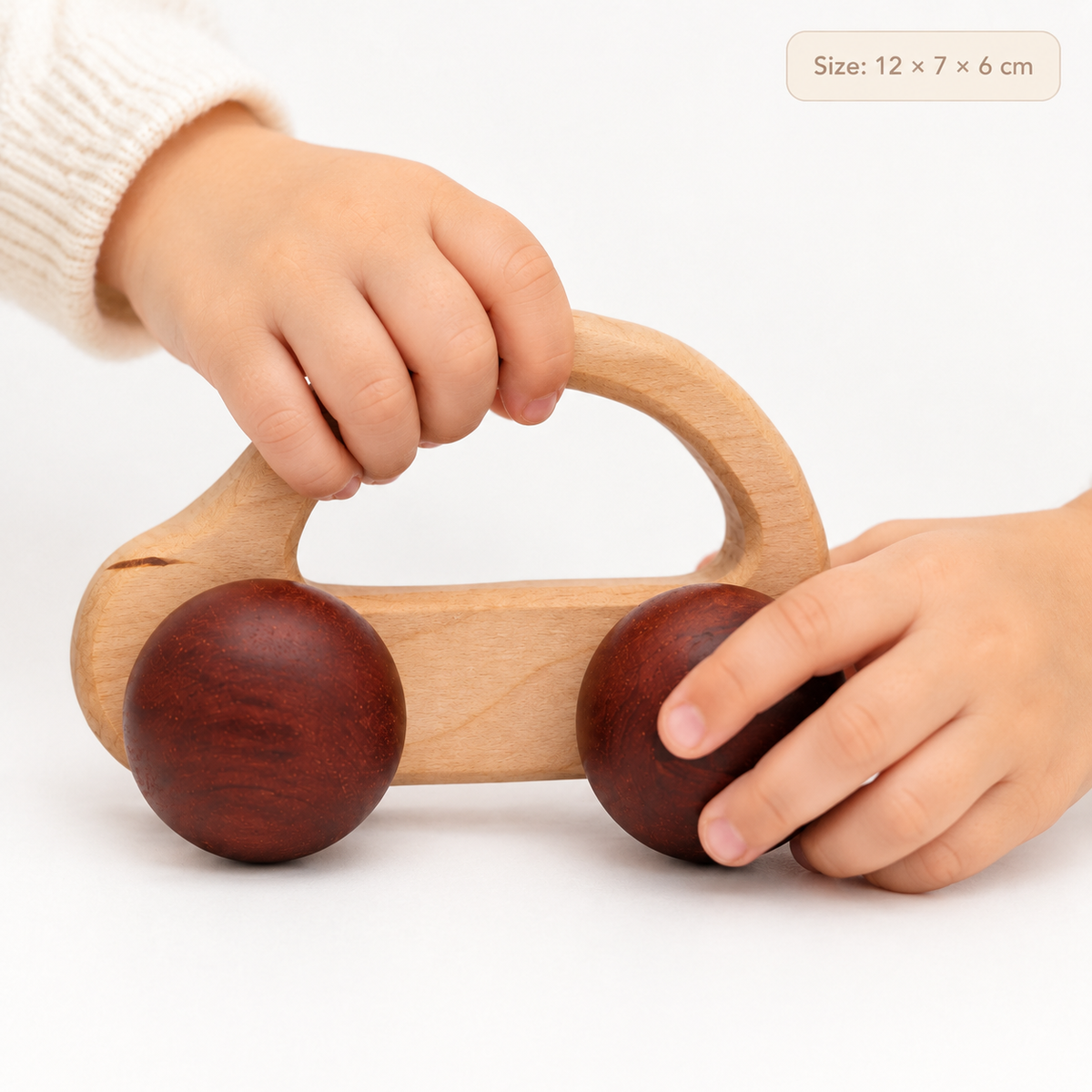 Wooden Car Toy with Handle for Babies and Toddlers – Montessori