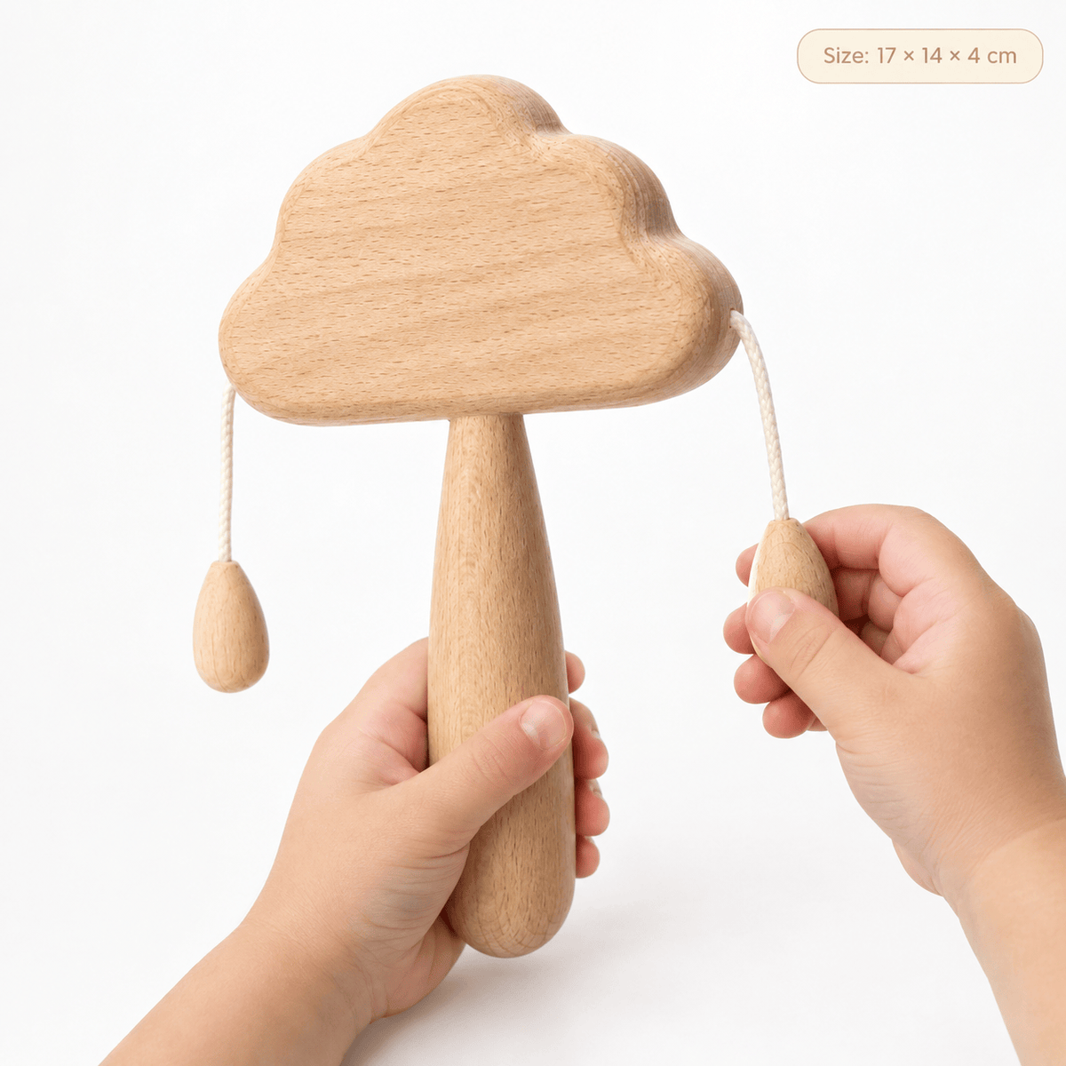 Wooden Cloud Baby Rattle – Montessori Sensory Toy for Infants