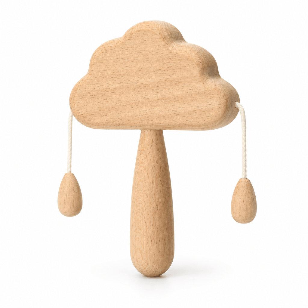 Wooden Cloud Baby Rattle – Montessori Sensory Toy for Infants