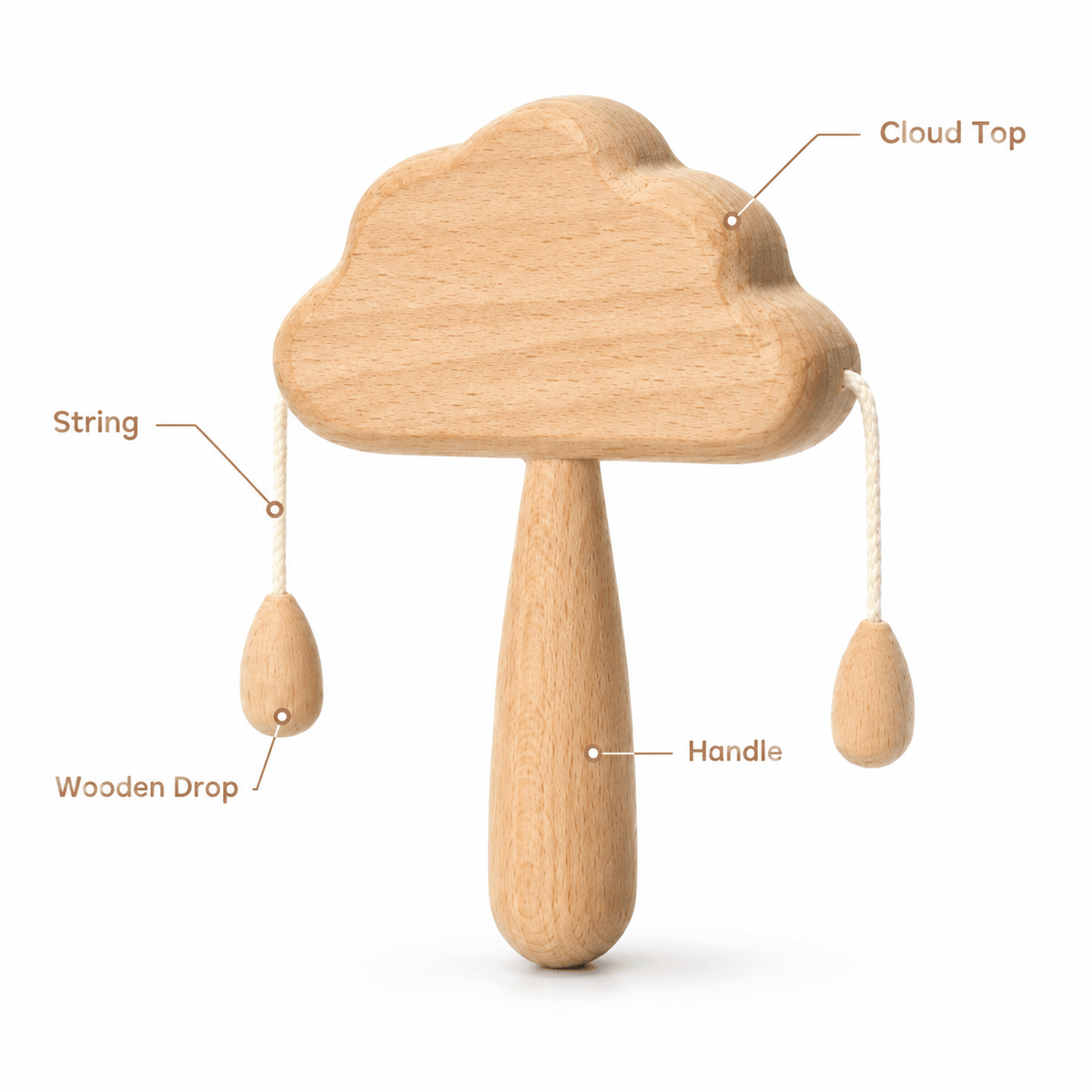 Wooden Cloud Baby Rattle – Montessori Sensory Toy for Infants
