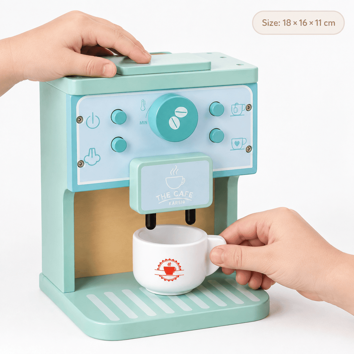 Wooden Coffee Machine Play Set | Montessori Role Play Toy for Kids