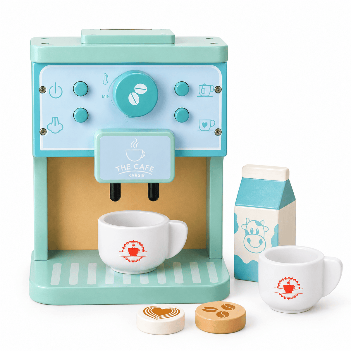 Wooden Coffee Machine Play Set | Montessori Role Play Toy for Kids