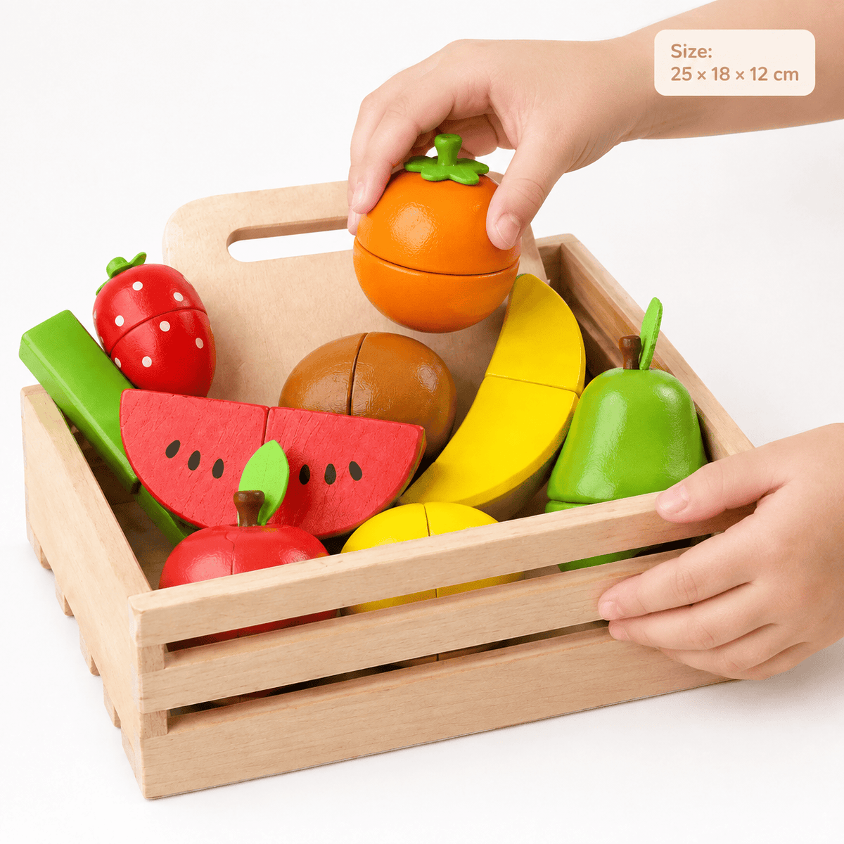 Wooden Cutting Fruit Toy in Crate for Toddlers – Montessori Play Set