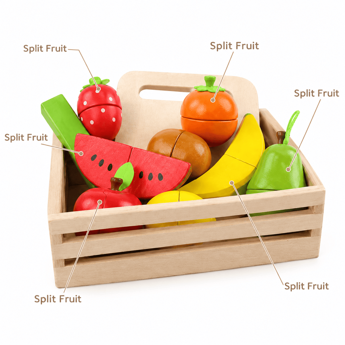 Wooden Cutting Fruit Toy in Crate for Toddlers – Montessori Play Set