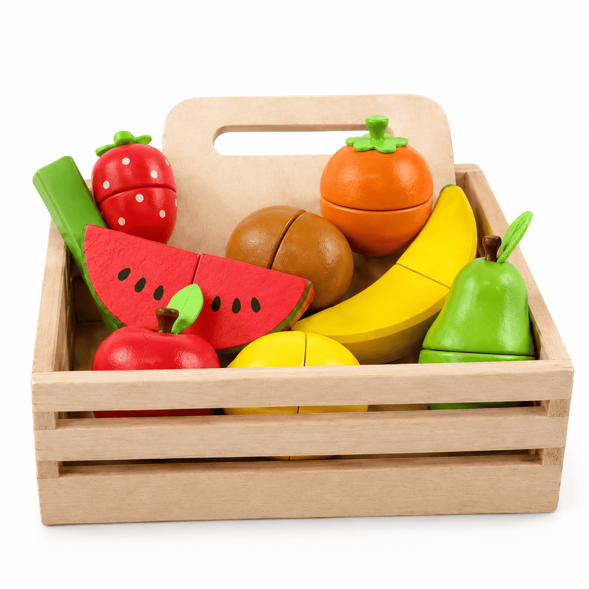 Wooden Cutting Fruit Toy in Crate for Toddlers – Montessori Play Set