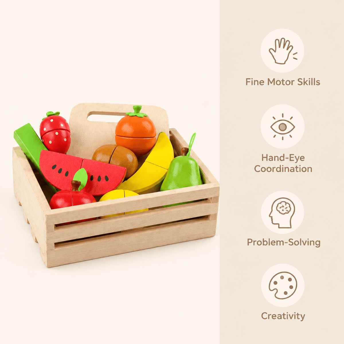 Wooden Cutting Fruit Toy in Crate for Toddlers – Montessori Play Set