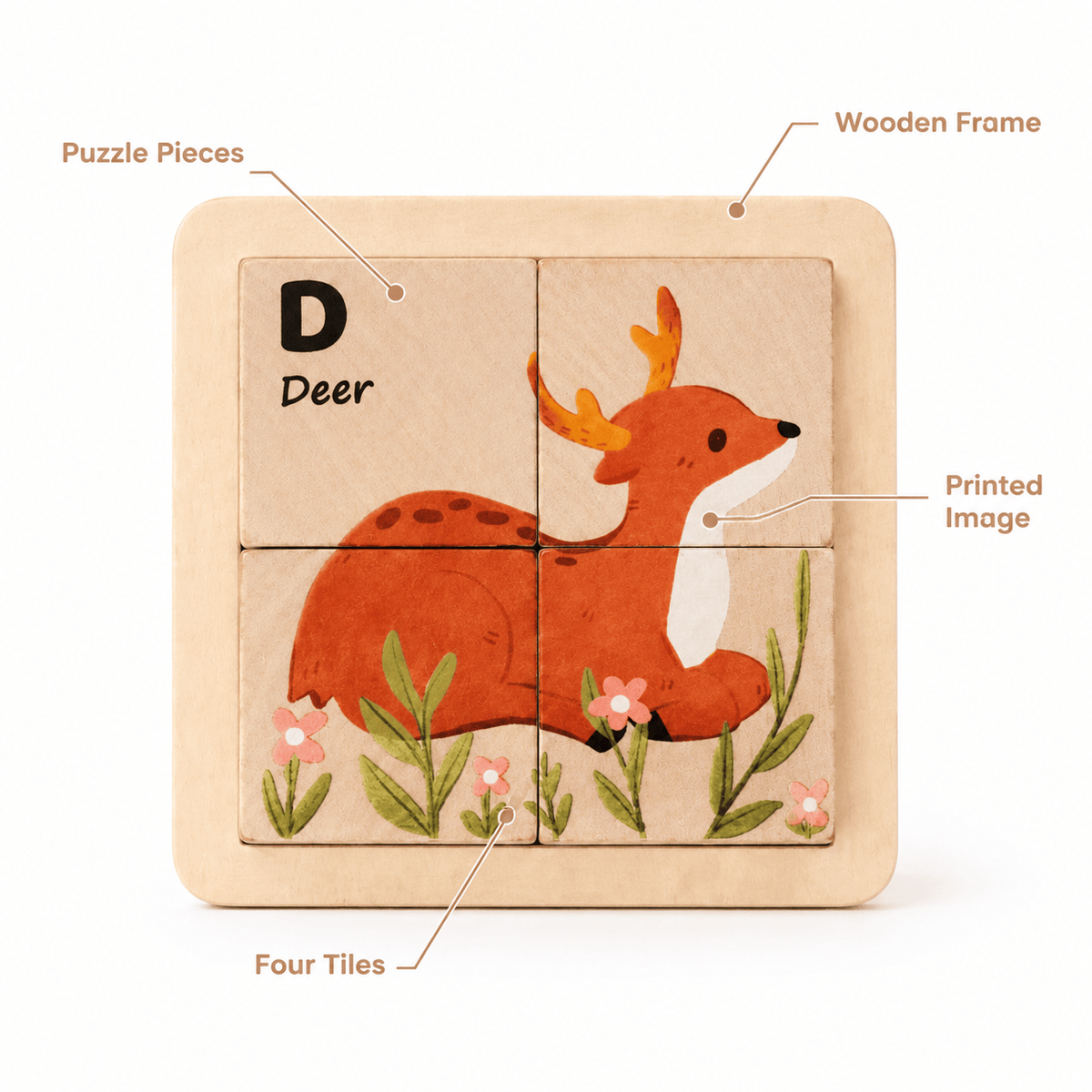 Wooden Deer Puzzle | Montessori Learning Toy for Toddlers