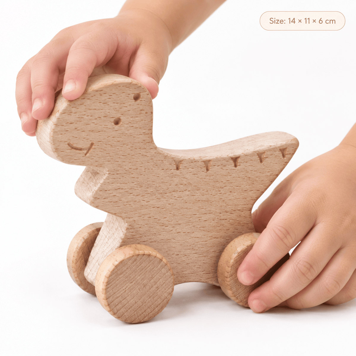 Wooden Dinosaur Push Toy for Babies and Toddlers - Montessori Toy