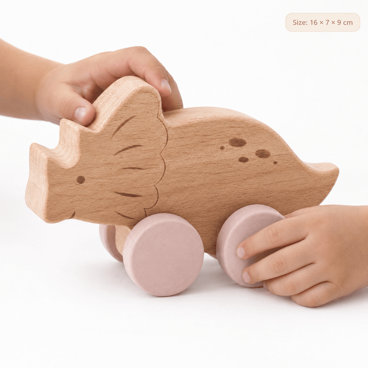 Wooden Dinosaur Push Toy for Toddlers | Montessori Learning Gift