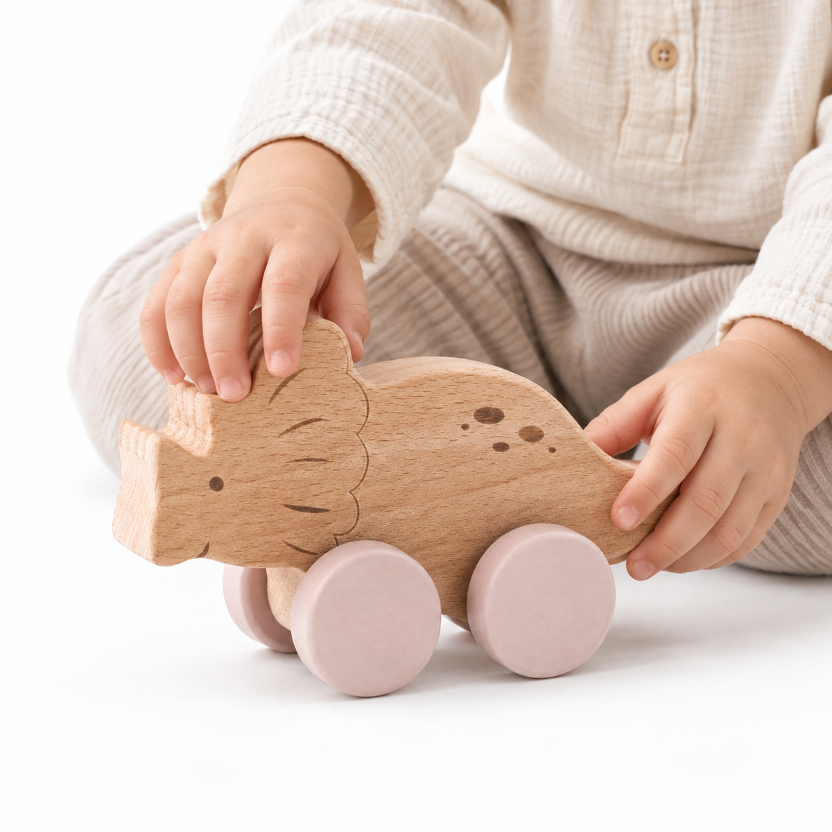 Wooden Dinosaur Push Toy for Toddlers | Montessori Learning Gift