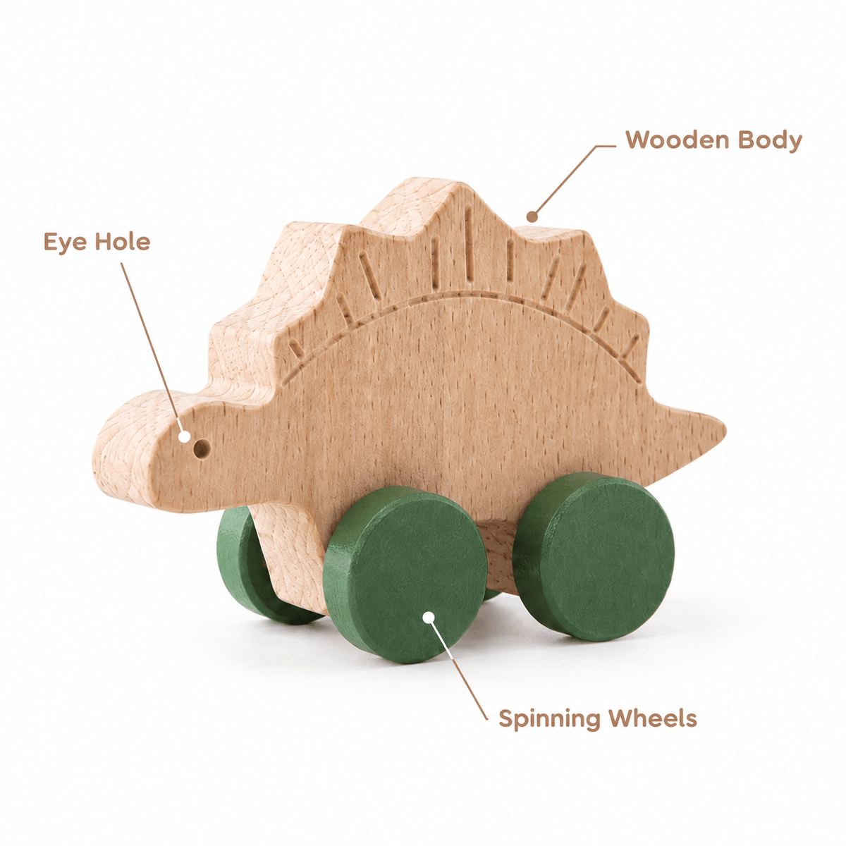 Wooden Dinosaur Push Toy for Toddlers | Montessori Learning Play