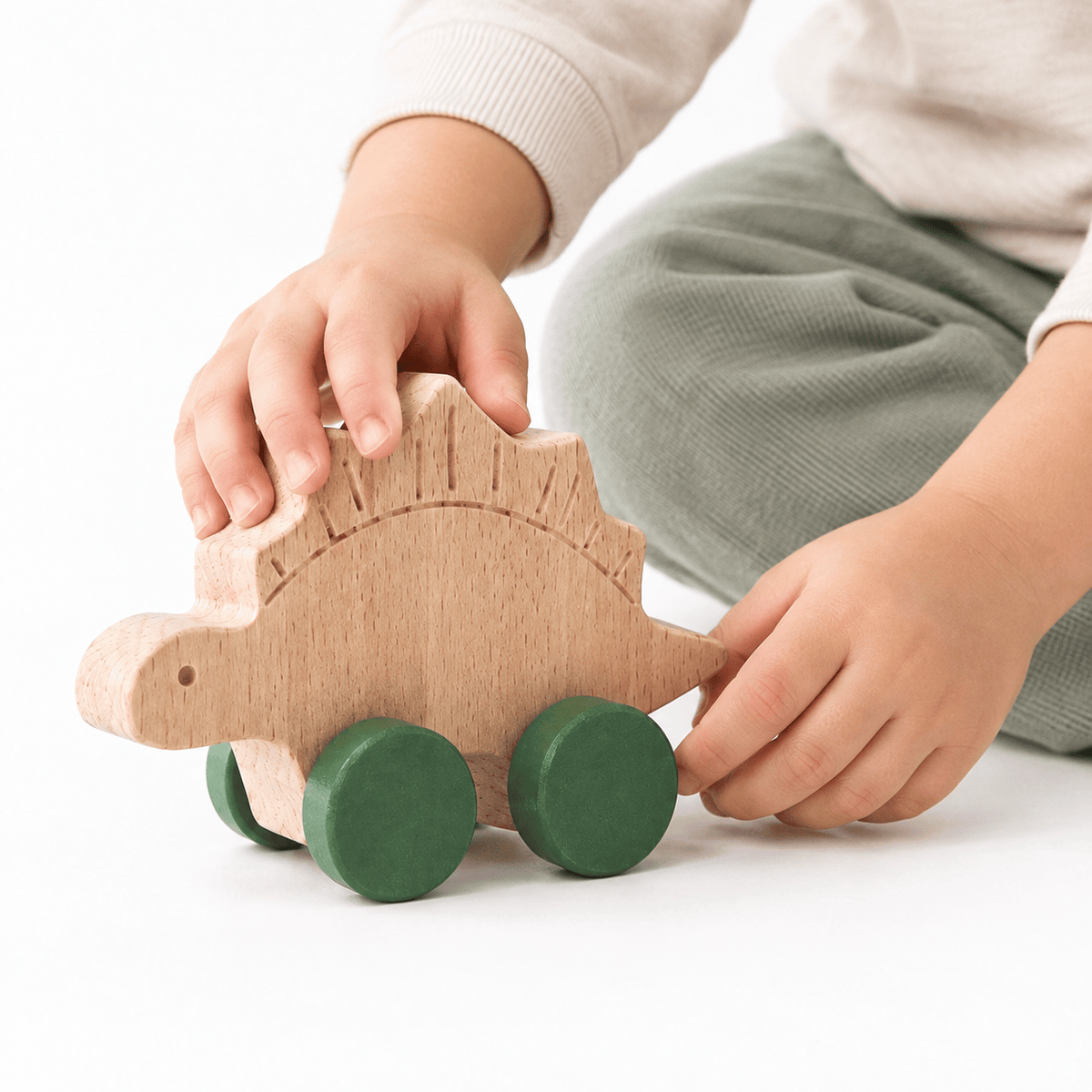 Wooden Dinosaur Push Toy for Toddlers | Montessori Learning Play