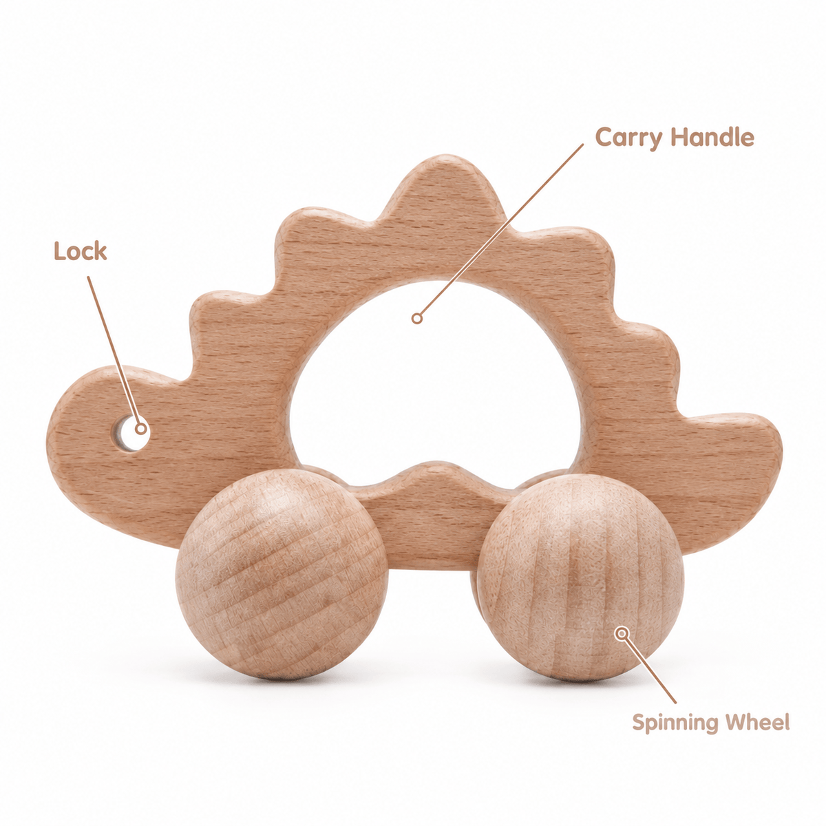 Wooden Dinosaur Push Toy for Toddlers | Montessori Learning Toy