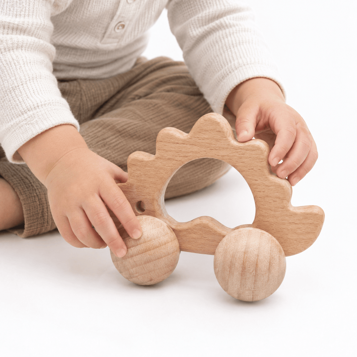 Wooden Dinosaur Push Toy for Toddlers | Montessori Learning Toy