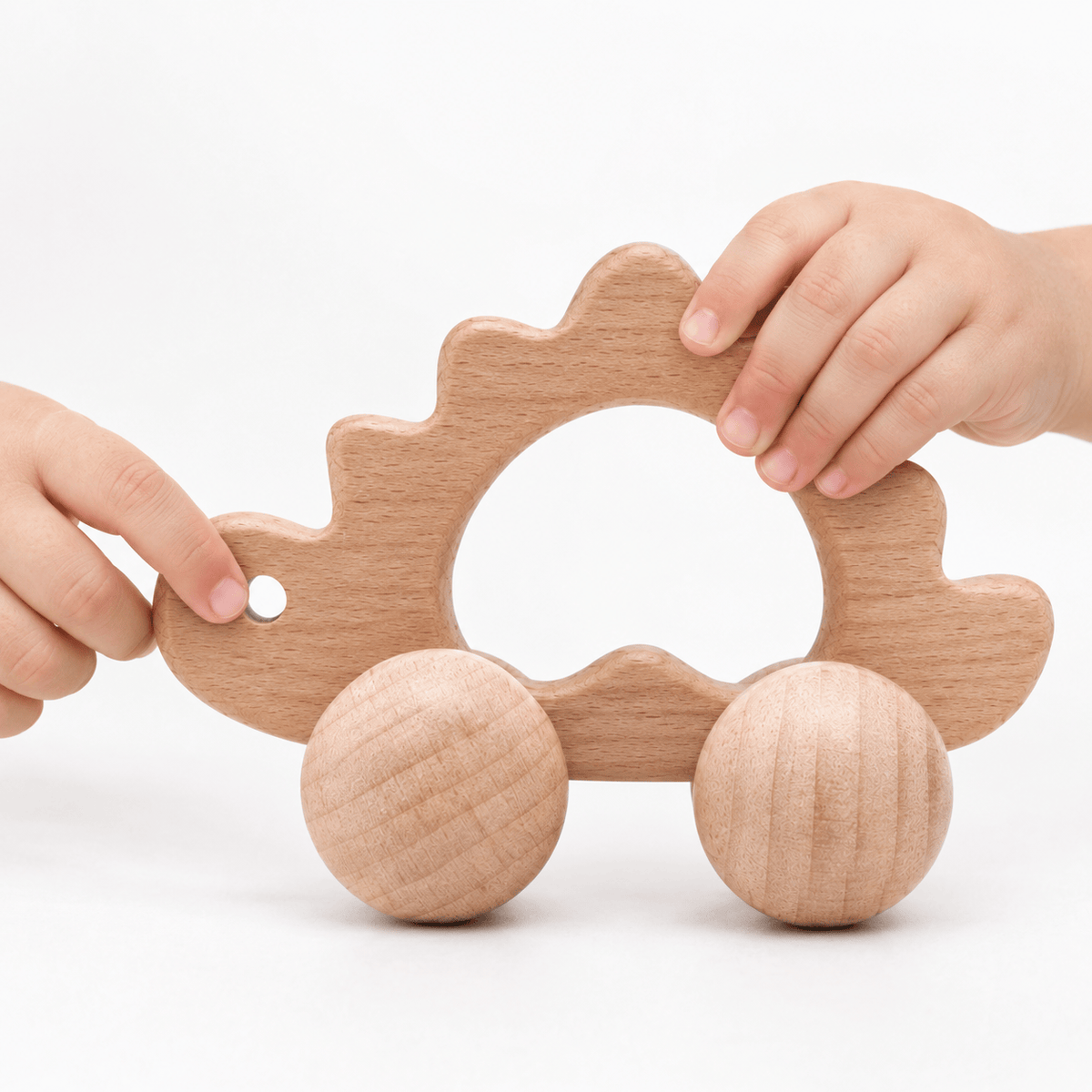 Wooden Dinosaur Push Toy for Toddlers | Montessori Learning Toy