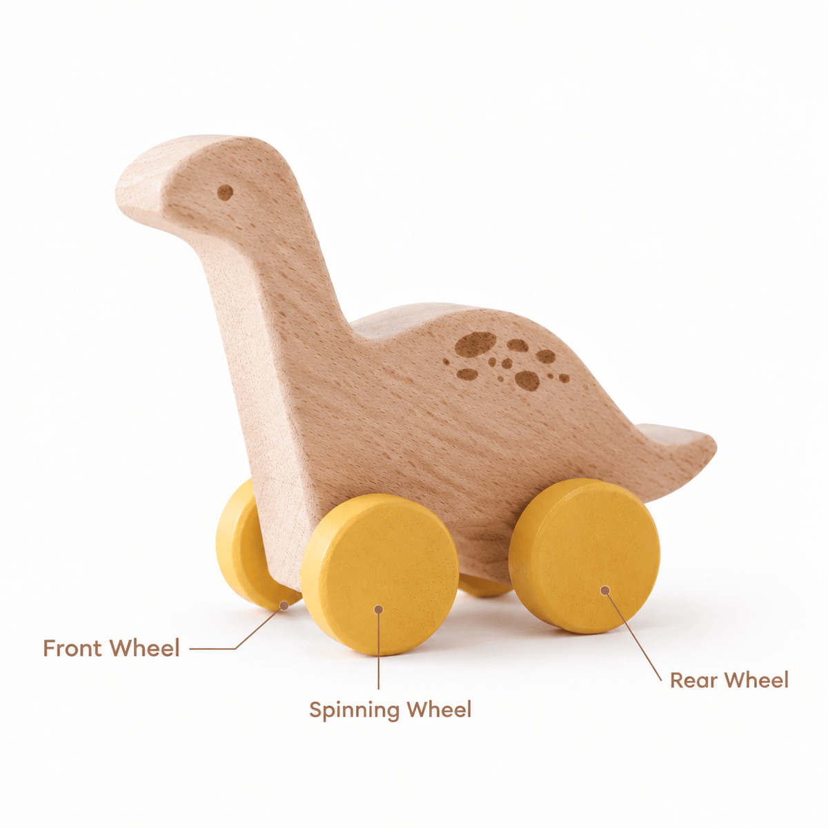 Wooden Dinosaur Push Toy for Toddlers | Montessori Rolling Toy