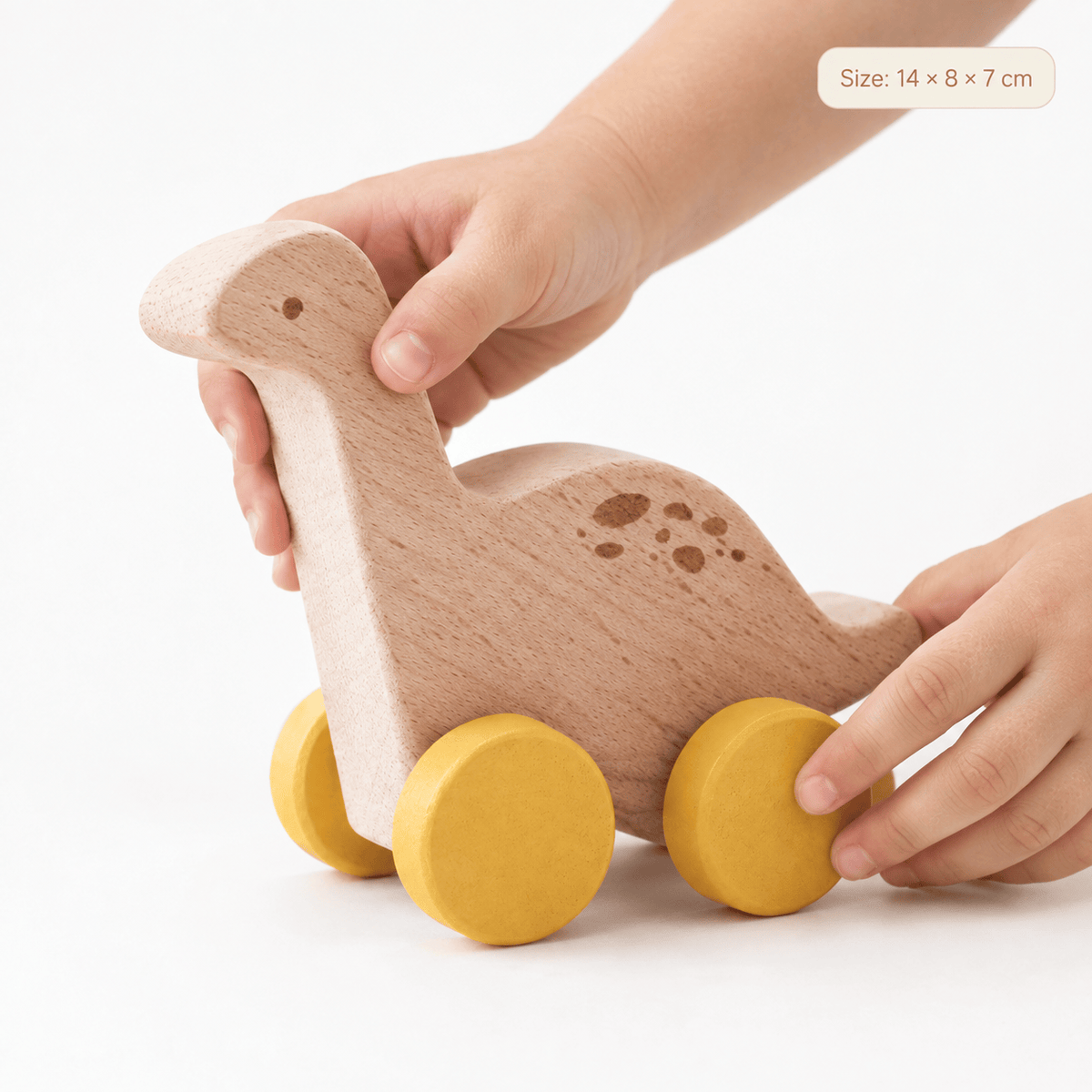 Wooden Dinosaur Push Toy for Toddlers | Montessori Rolling Toy