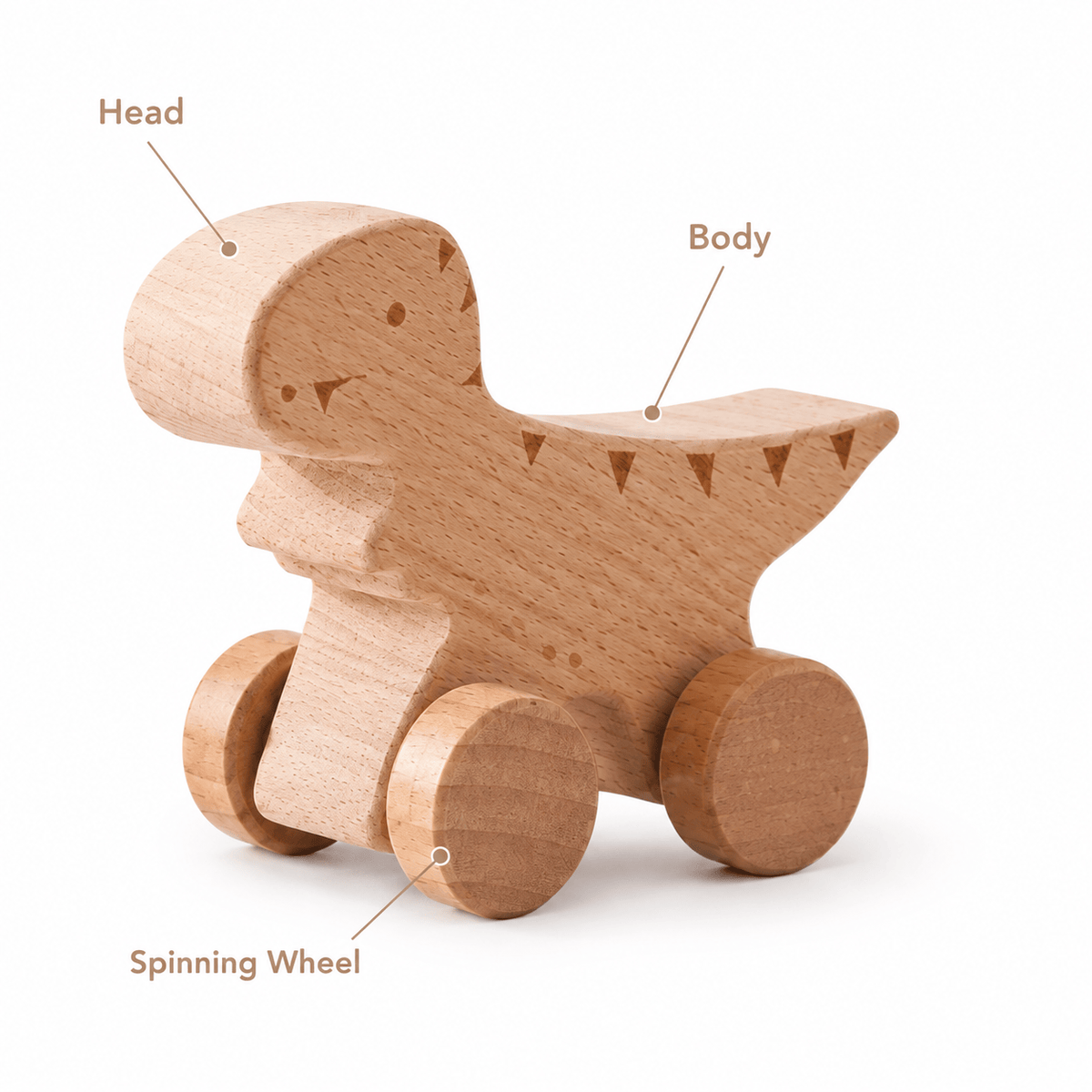 Wooden Dinosaur Push Toy Set for Toddlers – Montessori Learning Toy