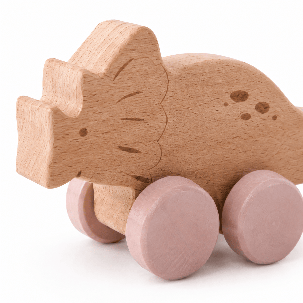 Wooden Dinosaur Push Toy Set for Toddlers - Montessori Play