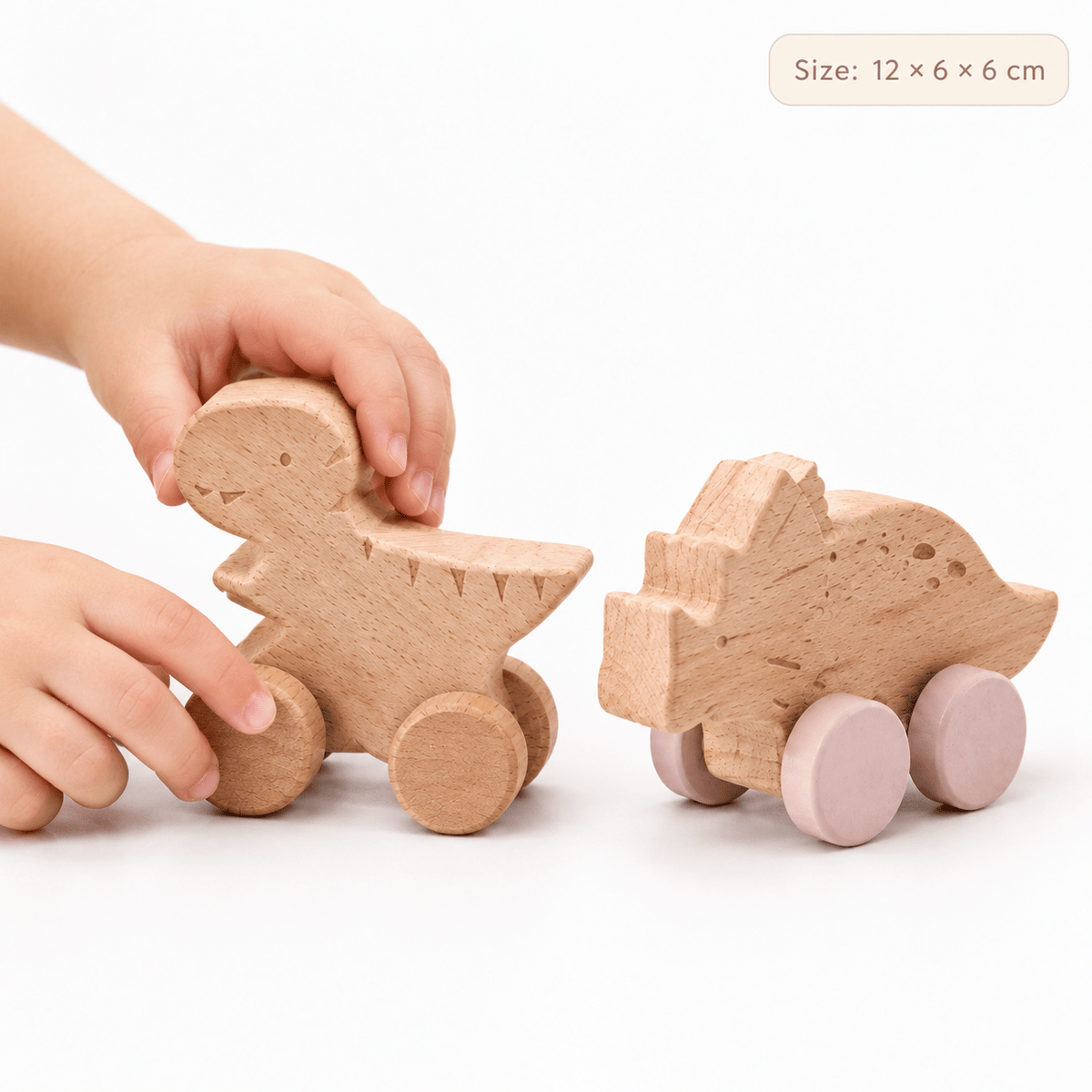 Wooden Dinosaur Push Toys for Toddlers - Montessori Learning Toy