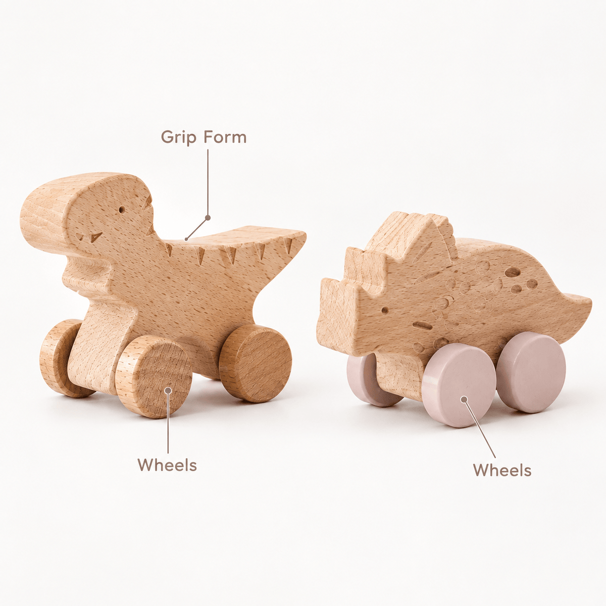 Wooden Dinosaur Push Toys for Toddlers - Montessori Learning Toy