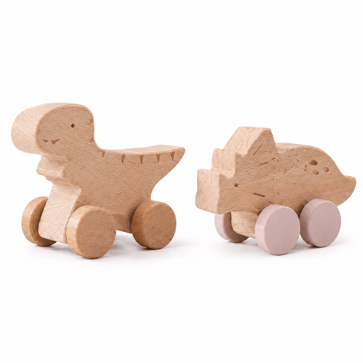 Wooden Dinosaur Push Toys for Toddlers - Montessori Learning Toy