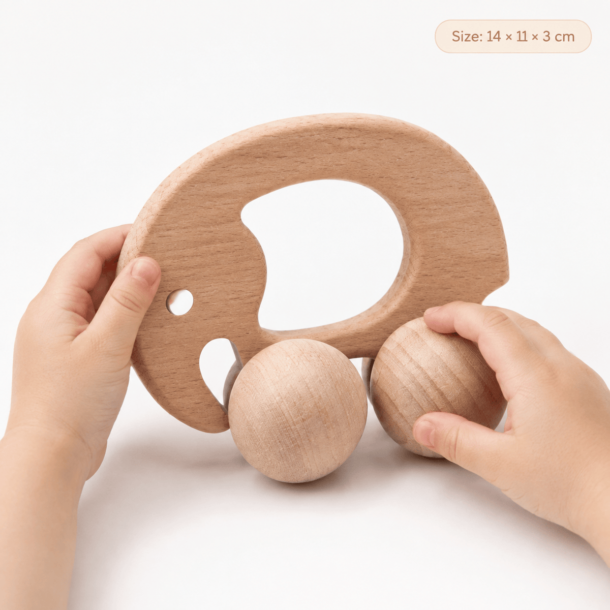 Wooden Elephant Push Toy | Montessori Toy for Babies & Toddlers