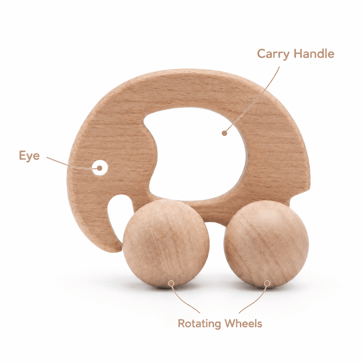 Wooden Elephant Push Toy | Montessori Toy for Babies & Toddlers