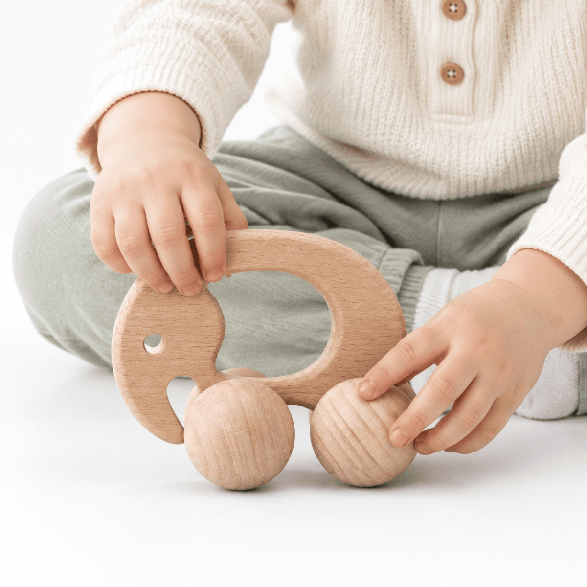 Wooden Elephant Push Toy | Montessori Toy for Babies & Toddlers