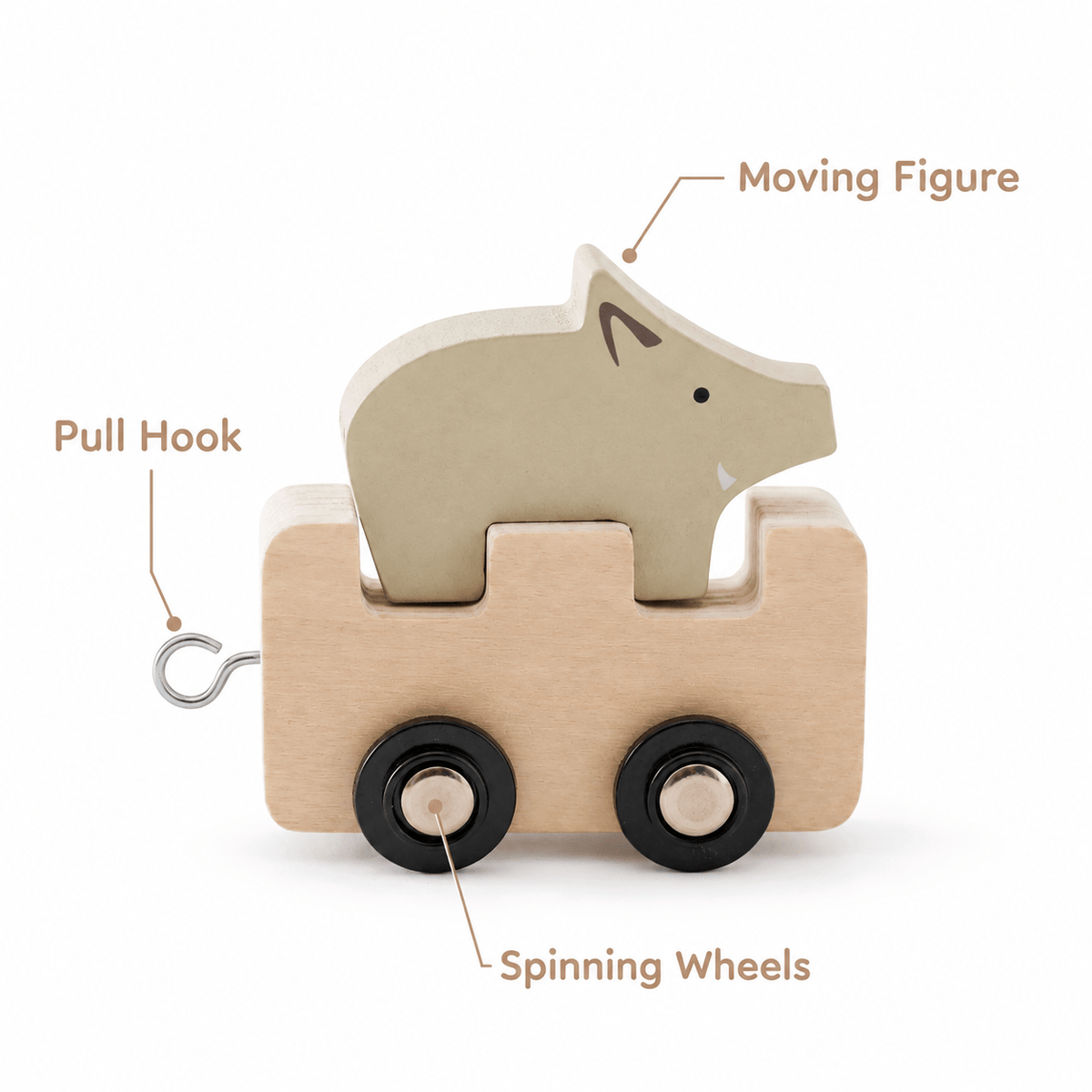 Wooden Farm Animal Train | Montessori Stacking Toy for Toddlers