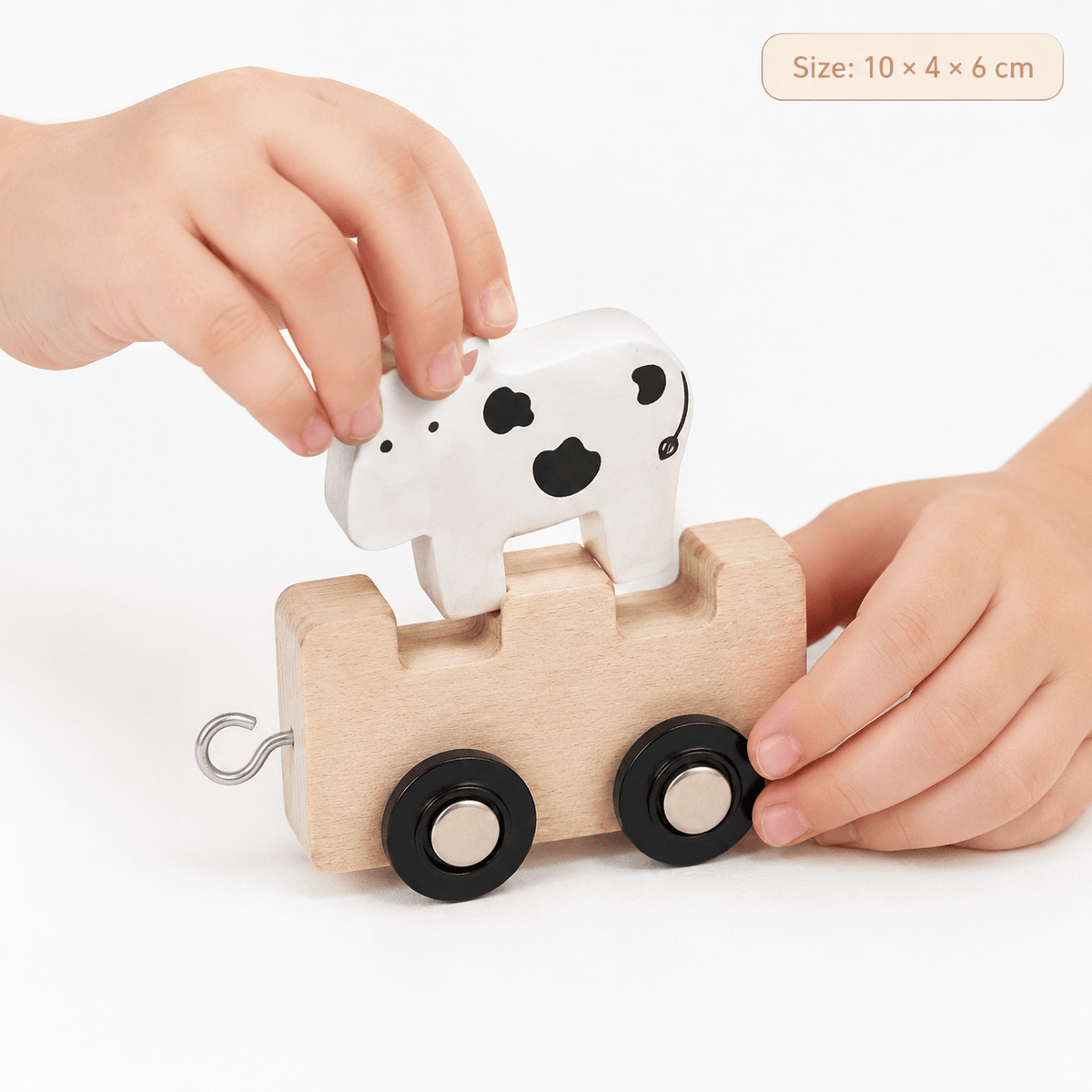 Wooden Farm Animal Train | Montessori Stacking Toy for Toddlers
