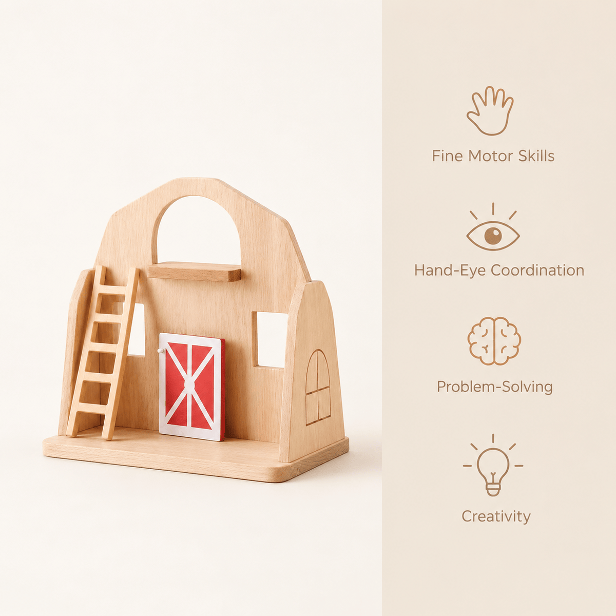 Wooden Farm Playset with Animals for Imaginative Play & Learning