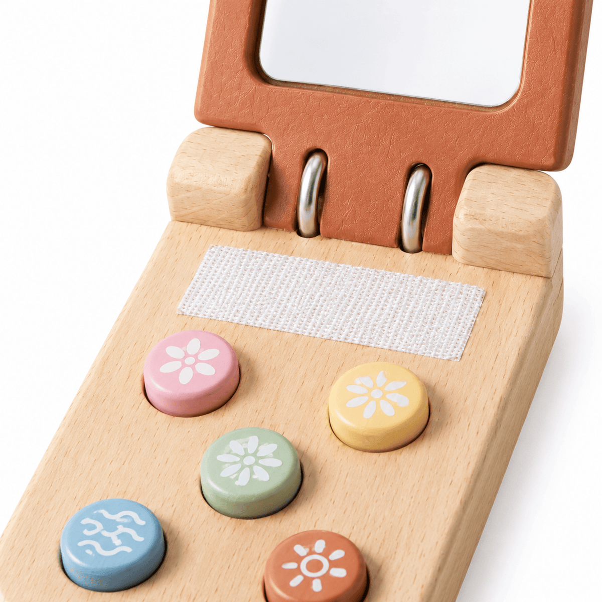 Wooden Flip Phone Toy with Mirror for Toddlers – Montessori Play