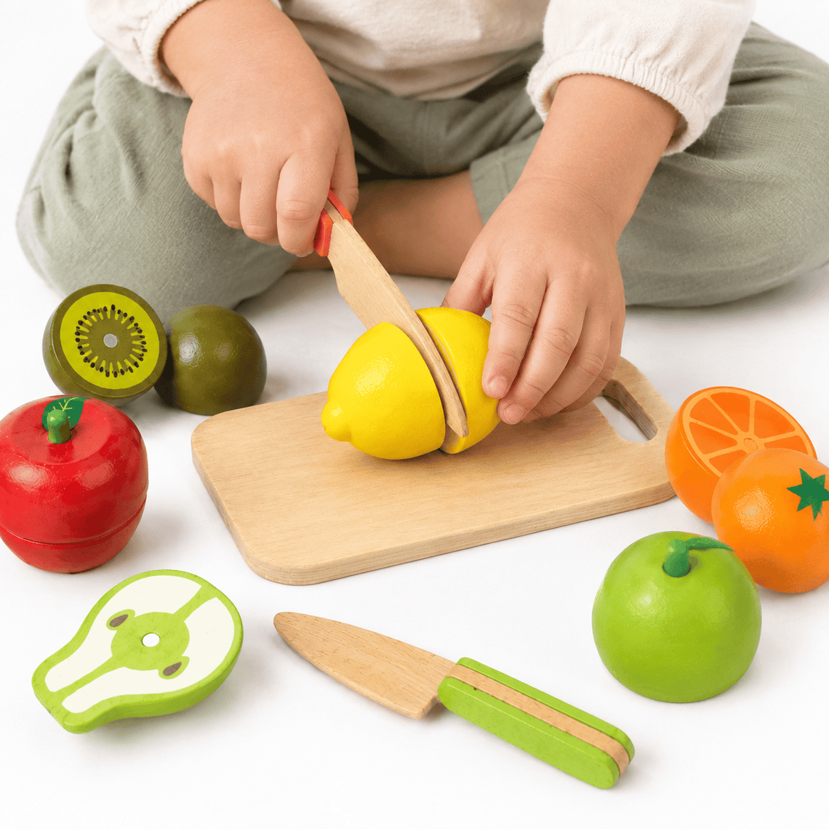 Wooden Fruit Cutting Toy – Montessori Practical Life Toy for Toddlers
