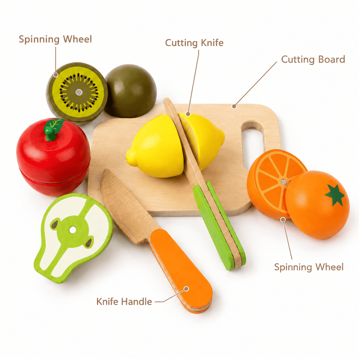 Wooden Fruit Cutting Toy – Montessori Practical Life Toy for Toddlers