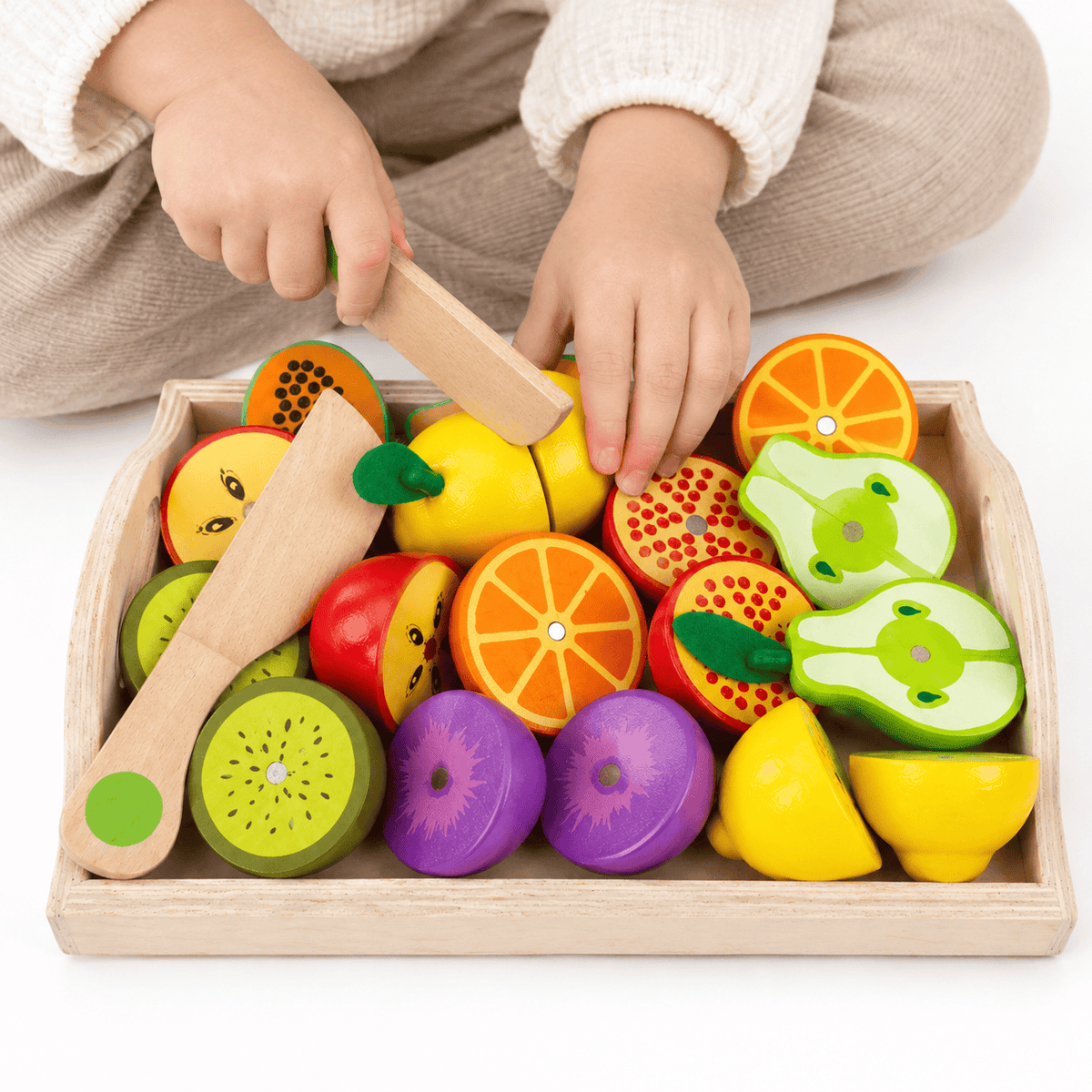 Wooden Fruit Cutting Toy Set | Montessori Play Food for Toddlers