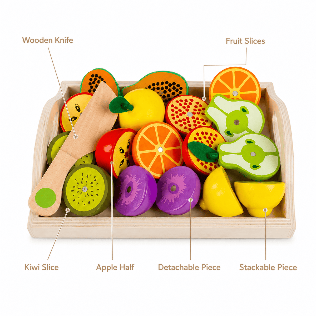 Wooden Fruit Cutting Toy Set | Montessori Play Food for Toddlers